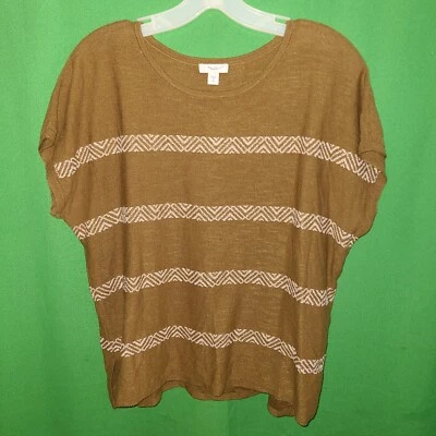 9561) NUEVO SIN ETIQUETAS JILL Mediano Pequeño Marrón Lino Algodón Jersey Suéter Relajado  Foto 1 de 4