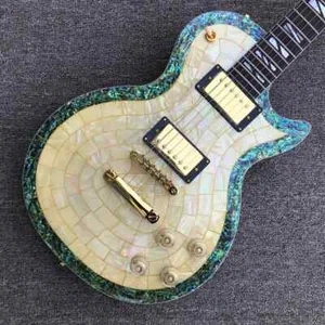 Guitarra Eléctrica Personalizada de Alta Calidad, Cuerpo con Incrustaciones de Abulón, Herrajes Dorados - Imagen 1 de 7
