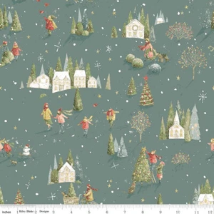 Magical Winterland Winter Scene Winter C14942 100% Cotton Fabric by half yard - Picture 1 of 6