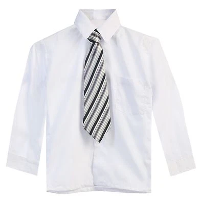 Boys Dress Shirt Long Sleeve Tie 15 Colors Solid Size 5-20 Big Boy New With Tags - Image 1 of 2