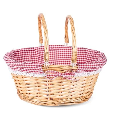 Foldable Handle Wicker Shopping Baskets Christmas Gift Hamper Display - Image 1 of 3