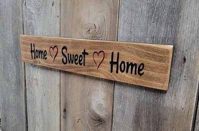 Home Sweet Home, with 2 Hearts, Rustic Wall- Shelf Decor, Hand Carved Wood Sign - Image 1 of 4