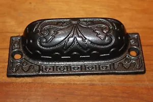 Restored Ornate Antique Victorian Cast Iron Bin Apothecary Cupboard Pull L-48 - Picture 1 of 6