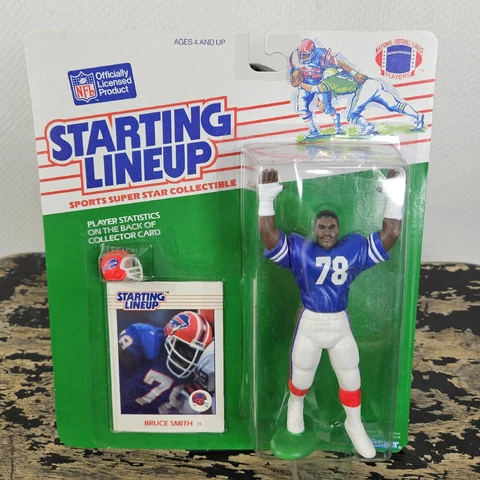 RARE 🚨 NEW 1988 Kenner Starting Lineup Bruce Smith Buffalo Bills Figure & Card Cover
