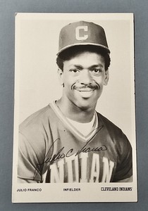 Julio Franco Signed Cleveland Indians Team Issue Postcard