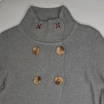 True Grit Dry Goods Cardigan Sweater Women's Sz M Gray Wood Buttons 3/4 Sleeves - Image 1 of 4