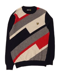 LYLE & SCOTT Mens Crew Neck Jumper Sweater Small Navy Blue Striped BC18 - Picture 1 of 3