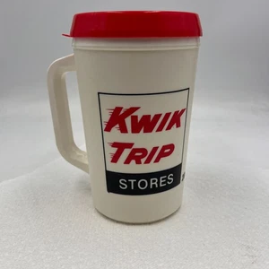 VINTAGE Kwik Trip Travel Mug 20 Unzen Kaffeebecher Kunststoff Aladdin rot weiß schwarz - Bild 1 von 10