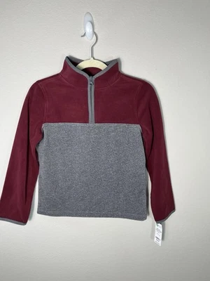 NWT Oshkosh b'gosh SZ 10 Red/Grey Long Sleeve Sweatshirt 1/4 Zip Boys - Image 1 of 4