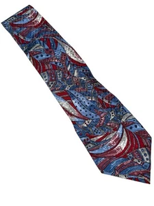 Men’s Wembley Multicolor Geometric Vintage Designer Silk Tie EUC - Afbeelding 1 van 4