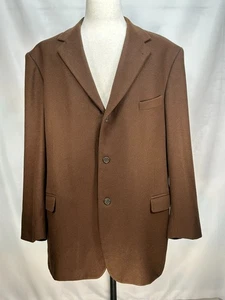 Perry Ellis 100% Camelhair 3-Button Blazer Jacket Brown 48L - Picture 1 of 11