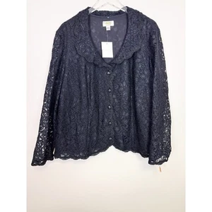 NWT Talbots Black Lace Long Sleeve Jacket Wedding Fairy Evening Cocktail 22W - Picture 1 of 13