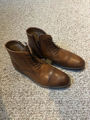 Kenneth Cole Reaction Brown Kevin Lace-up Zip Up Boot Leather Mens  Size 10.5 - Image 1 of 4