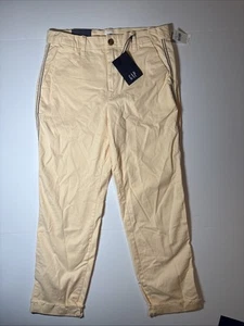 Gap girlfriend chino pants side stripe raw hem size 4 creamy yellow NWT $59.95 - Picture 1 of 12