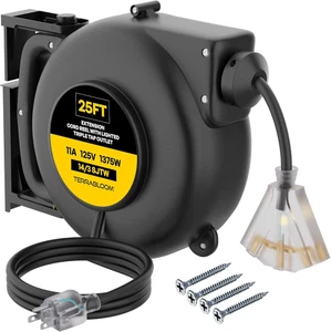 Carrete de cable de extensión retráctil con indicador de luz - Carrete de cable 14/3 45 pies - Tr - Imagen 1 de 7