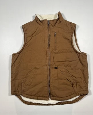 Chaleco Lee Premium Select Para Hombres Grande Marrón Sherpa Forrado Lona Ropa de Trabajo Cremallera Completa Foto 1 de 4