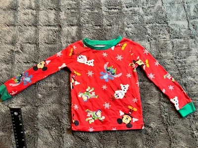 迪士尼 100 假日睡衣衬衫 学步儿童和儿童 尺寸 3T 红色 圣诞节 长袖 — 第 1/4 张图片