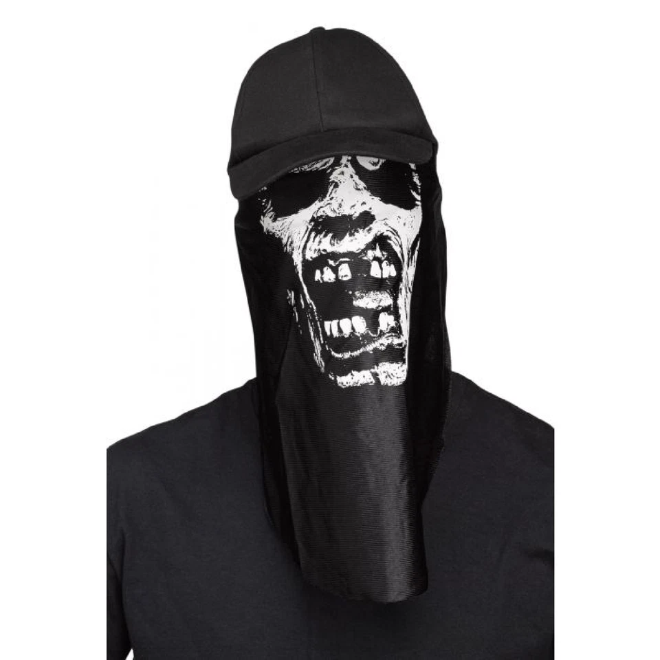 Black and White Zombie Halloween Cap Mask - One Size - Image 1 of 1