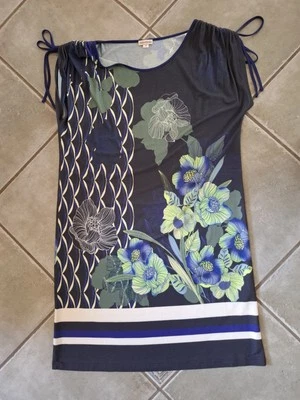 Sommerkleid von Alba Modalitäten Gr.42 Dunkelblau, Überschnittene Schultern - Bild 1 von 4