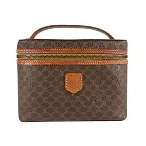 Auth CELINE Macadam Handbag Brown PVC/Leather/Goldtone - z7458 - Picture 1 of 14