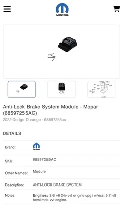 NUEVO Módulo de sistema de frenos antibloqueo genuino Mopar 68597255AC Dodge Durango Foto 1 de 3