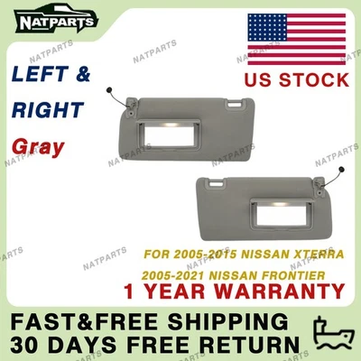 Pair Gray Sun Visor for Nissan 05-21Frontier05-15Xterra96401- EA002 96400- EA002 - Image 1 of 4
