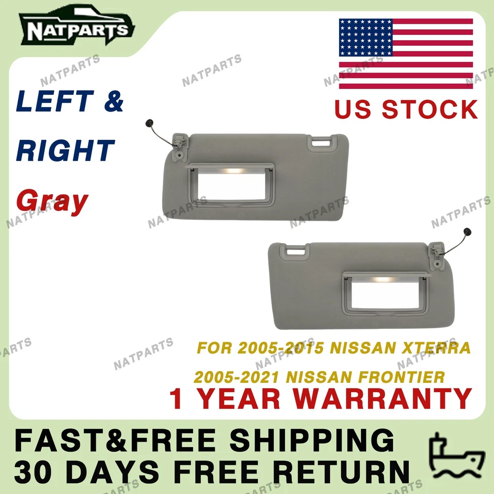 Pair Gray Sun Visor for Nissan 05-21Frontier05-15Xterra96401- EA002 96400- EA002 - Image 1 of 4