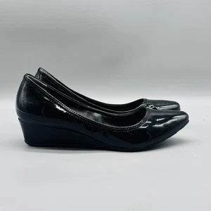 Cole Haan Shoes Women 6 Black Patent Tali Lux Wedge Pumps Slip On Work Point Toe - Picture 1 of 12