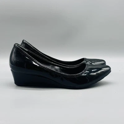 Cole Haan Shoes Women 6 Black Patent Tali Lux Wedge Pumps Slip On Work Point Toe - Image 1 of 4