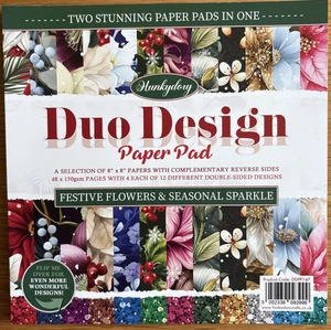 Hunkydory 8"x8" Duo Designs Paper Pad - Festive Flower & Seasonal Sparkle - Picture 1 of 2