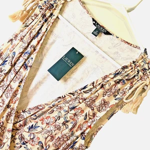 Maxi Vestido Lauren Ralph Lauren M Sin Mangas Rosa Floral Delicado Femenino Casa de Campo Nuevo con Etiquetas - Imagen 1 de 9