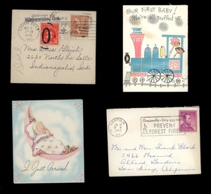 Anuncio de nacimiento 1945 y 1960 con estampillas sobre 1-1/2c - 3c franqueo vencido 4c - Imagen 1 de 10