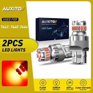 Red 7440 7443 LED Flash Strobe Brake Stop Tail Light Bulbs For Honda Civic CR-V - Picture 1 of 11