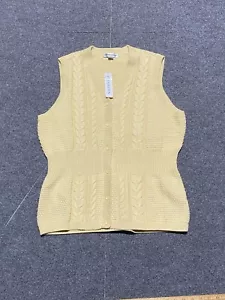 Vintage Pendleton Button Up Vest Women Cable XL Ivory Knit 100% Cotton - Picture 1 of 5
