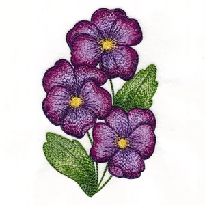 Lovely African Violets Flower Bathroom Hand Towels EMBROIDERED SET Vibrant - Picture 1 of 2