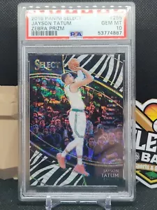 Jayson Tatum 2018 Panini Select Courtside #255 Zebra Prizm PSA 10 (BHR) - Picture 1 of 2