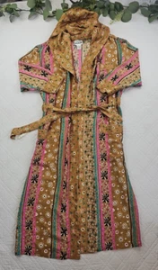 Vintage Diane Gilman 100 % Seide langer Morgenmantel mit Kapuze zum Binden Größe S - Bild 1 von 11