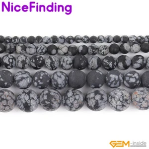 Matt Rund Edelstein Natürliche Schneeflocke Obsidian Perlen Schmuck Herstellung Strang 15 Zoll - Bild 1 von 41
