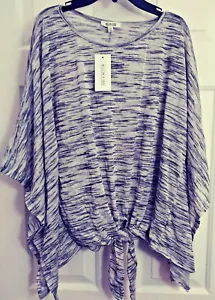 WILLOW & SAGE SPACE DYE KIMONO WITH SCOOP NECK BLACK/WHITE SIZE S-XL FREE SHIP - Picture 1 of 5