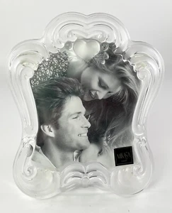 Mikasa Glass Picture Frame for 4.5”x5” Photo Hearts Frosted  - Picture 1 of 3