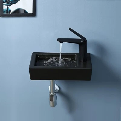 bathivy 15"x7.5" Corner Sink Wall Mount Bathroom Sink with Pop-up Drain and Inst - Image 1 of 4