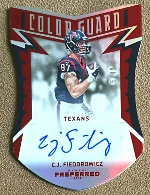 C.J. Fiedorowicz 2016 Panini Preferred Color Guard Autograph Red #251 /49 Texans - Image 1 of 2