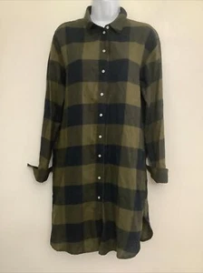 Vestido Camisa H&M Verde Y Negro Estampado A Cuadros Abotonada Talla 8 Franela Nuevo con Etiquetas - Imagen 1 de 14