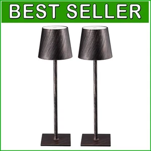 2 Pack Cordless LED Table Lamp - Antique Copper, Stepless Dimming, Rechargeable - Picture 1 of 9