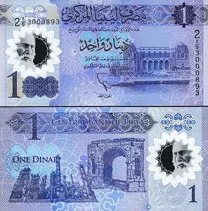 Libya 1 Dinar 2019, UNC, P-85, Polymer, Commemorative Central Bank - Picture 1 of 3