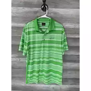 Greg Norman Shirt Mens Large Green and White Striped Short Sleeve Golf Polo - Picture 1 of 11
