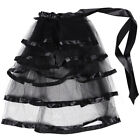  Half Tutu Tie on Wedding Skirt Black Tulle Women's Steampunk