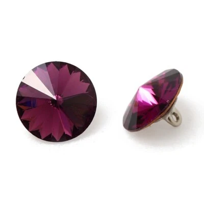 12mm Austria Crystal 1122 Rivoli Rhinestone Button with Shank, 6-pcs, SW-1122BT - Image 1 of 3