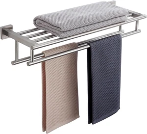 Bathroom Towel Rack 24 Inch Tower Holder with Double Towel Bar Brushed Nickel To - Picture 1 of 7