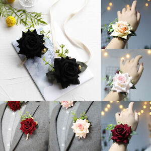 Flower Wrist Corsage Bead Bracelet Prom Party Pearl Bridesmaids Decor Wedding